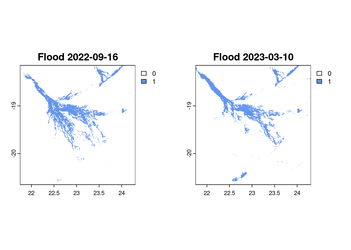 Classified flood maps.